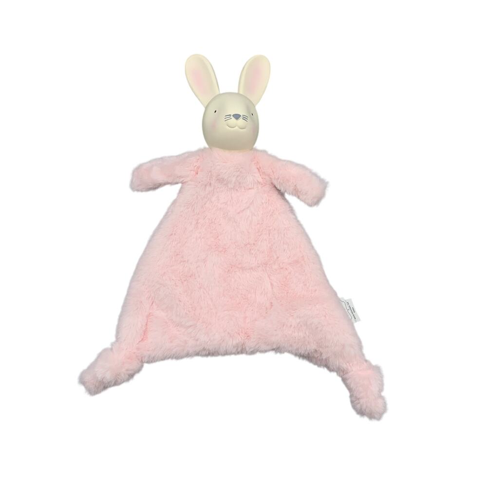 Mud Pie Baby Plush Pink Bunny Rabbit Lovey Security Blanket Rubber Face 11" Knot